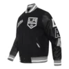 Los angeles kings script tail wool leather varsity jacket black 2