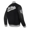 Los angeles kings script tail wool leather varsity jacket black 3