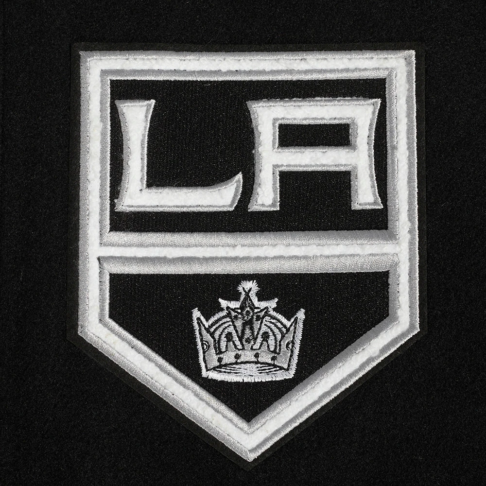Los angeles kings script tail wool leather varsity jacket black 5
