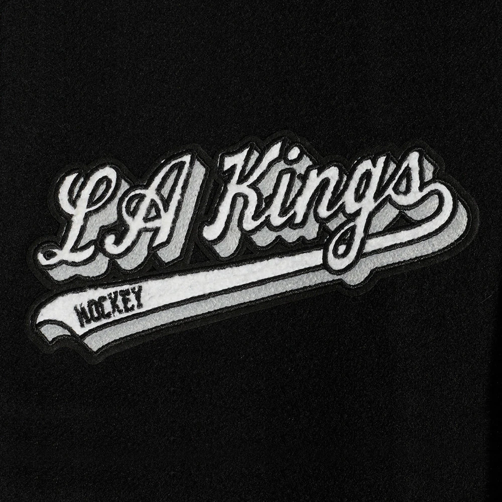 Los angeles kings script tail wool leather varsity jacket black 6