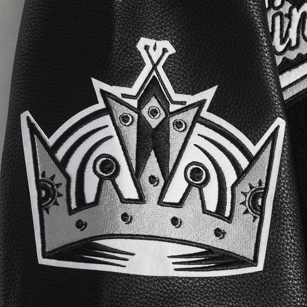 Los angeles kings script tail wool leather varsity jacket black 8