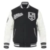 Los angeles kings script tail wool leather varsity jacket black white 1