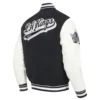 Los angeles kings script tail wool leather varsity jacket black white 3
