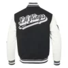 Los angeles kings script tail wool leather varsity jacket black white 4