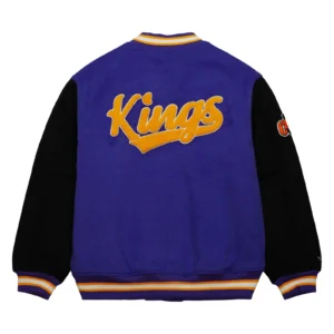 Los angeles kings team legacy full snap satin varsity jacket purple black 2