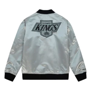 Los angeles kings team og 20 full zip satin varsity jacket silver 2