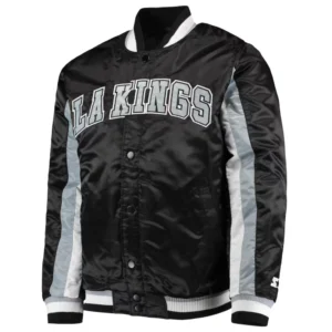 Los angeles kings the ace satin varsity jacket black 2