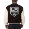 Los angeles kings two tone real wool leather varsity jacket black white 1 1