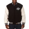 Los angeles kings two tone real wool leather varsity jacket black white 1