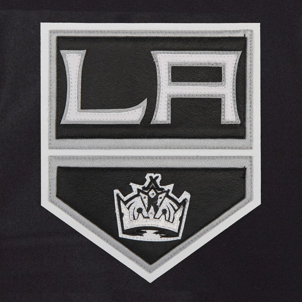 Los angeles kings two tone real wool leather varsity jacket black white 2 1