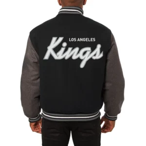 Los angeles kings two tone wool varsity jacket black grey 1 1