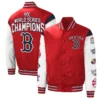 Los angeles lakers 3x world series champions full snap varsity jacket red white 1