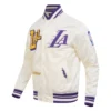 Los angeles lakers best of mens cream varsity jacket