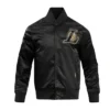 Los angeles lakers black gold full snap satin varsity jacket black 1