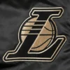 Los angeles lakers black gold full snap satin varsity jacket black 6