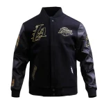 Los Angeles Lakers Black & Gold Wool/Leather Jacket