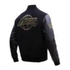Los angeles lakers black gold wool leather varsity jacket black 3