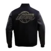 Los angeles lakers black gold wool leather varsity jacket black 4
