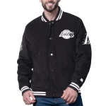 Los Angeles Lakers Blackout Corduroy Black Varsity Jacket