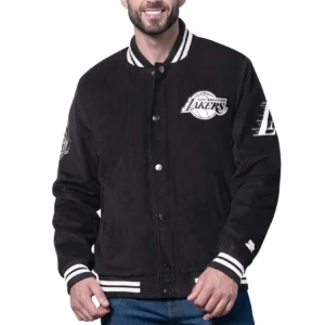 Los angeles lakers blackout corduroy varsity jacket