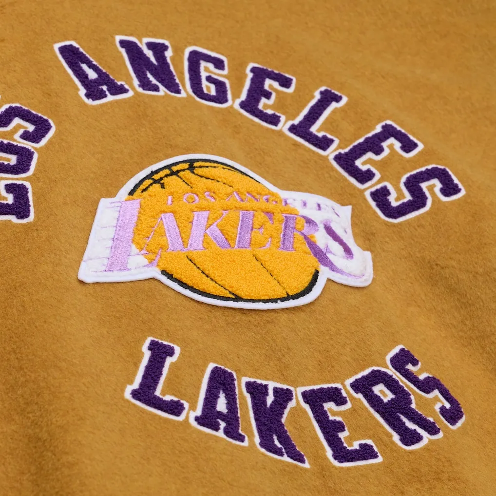 Los angeles lakers browncream dusted varsity team offical logo