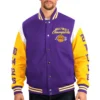 Los angeles lakers franchise purple yellow wool varsity jacket 1