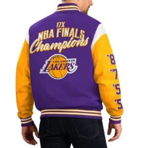 Los angeles lakers franchise purple yellow wool varsity jacket 2