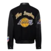 Los angeles lakers full real wool leather jacket black 2
