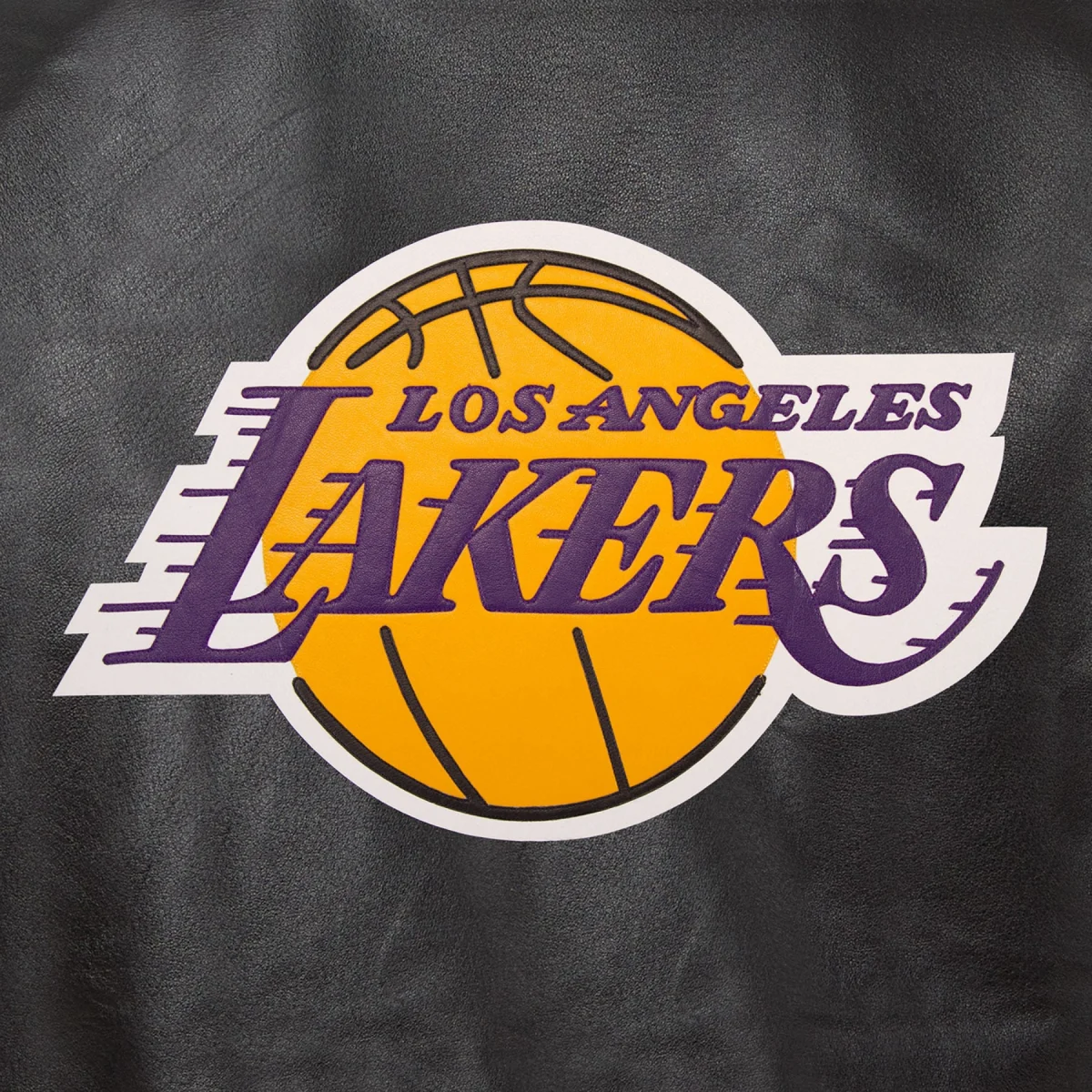 Los angeles lakers genuine leather varsity jacket black 3