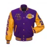 Los angeles lakers kobe bryant mamba purple yellow varsity jacket 1