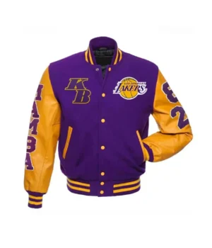 Los angeles lakers kobe bryant mamba purple yellow varsity jacket 1