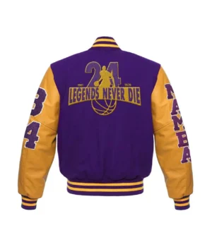 Los angeles lakers kobe bryant mamba purple yellow varsity jacket 2