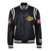 Los angeles lakers leather varsity jacket black 1