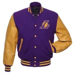 Los Angeles Lakers Letterman Purple Wool/Leather Jacket