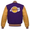 Los angeles lakers letterman wool leather varsity jacket 1