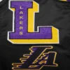 Los angeles lakers mashup full snap satin varsity jacket black 3
