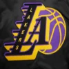 Los angeles lakers mashup full snap satin varsity jacket black 4