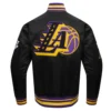 Los angeles lakers mashup full snap satin varsity jacket black 5