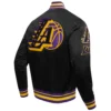 Los angeles lakers mashup full snap satin varsity jacket black 6