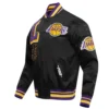 Los angeles lakers mashup full snap satin varsity jacket black 7