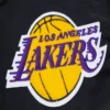 Los angeles lakers mashup logo full snap satin varsity jacket black 2