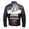 Los angeles lakers moto black zipper leather jacket