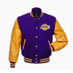 Los Angeles Lakers Letterman Purple Wool/Leather Jacket