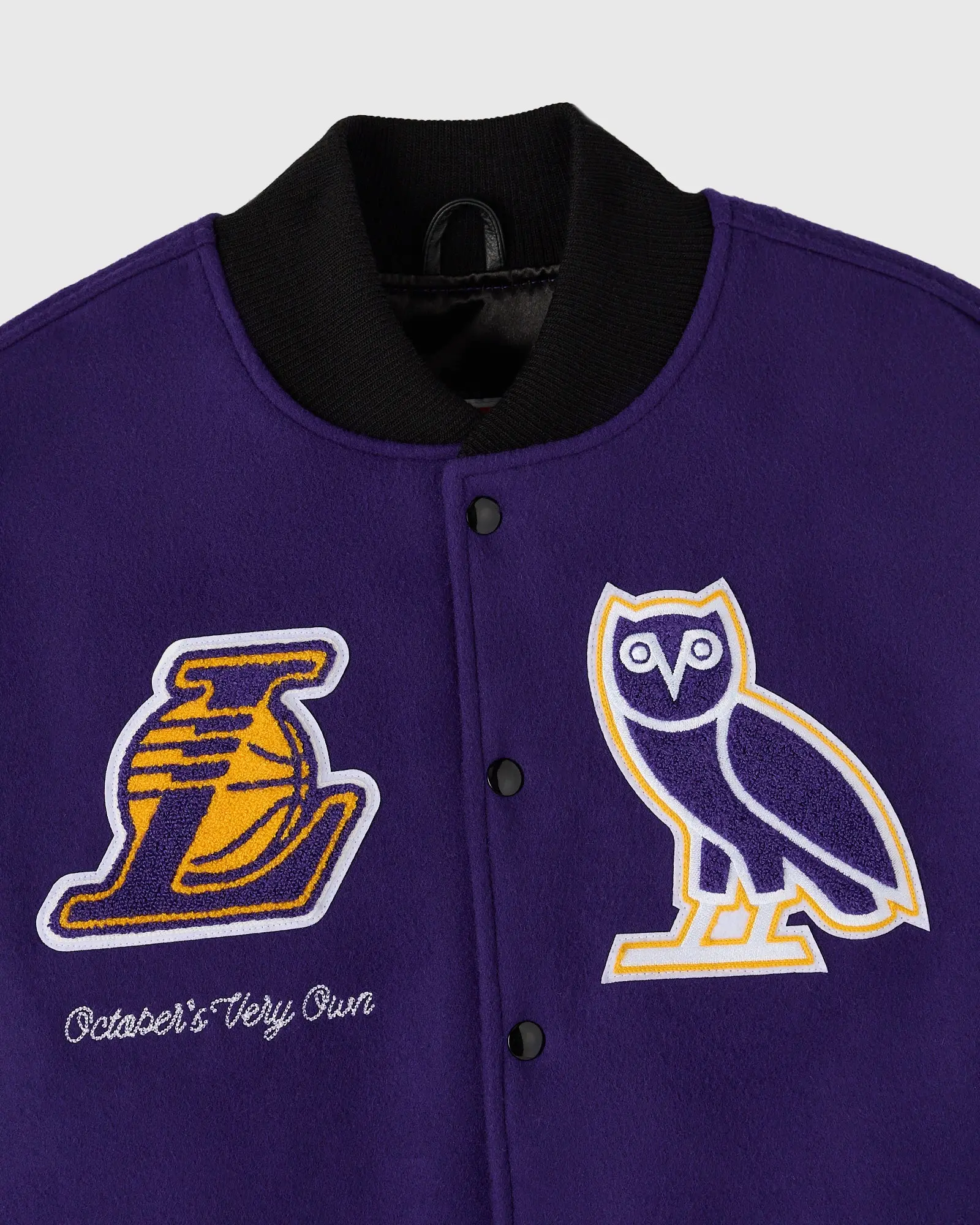 Los angeles lakers ovo x nba wool leather front detail