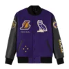 Los angeles lakers ovo x nba wool leather varsity jacket
