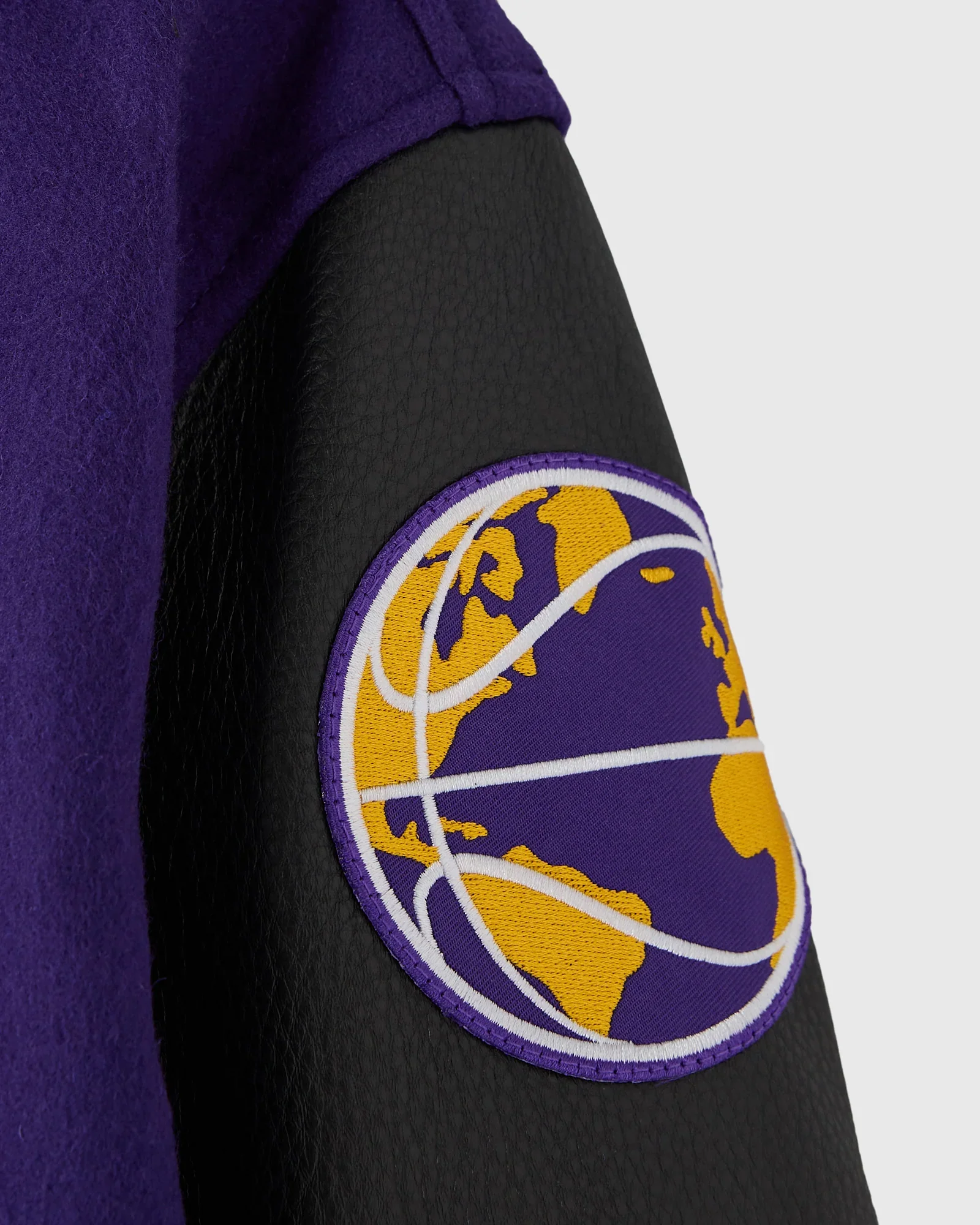 Los angeles lakers ovo x nba wool leather varsity sleeve logo