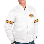 Los Angeles Lakers Power Forward White Satin Jacket