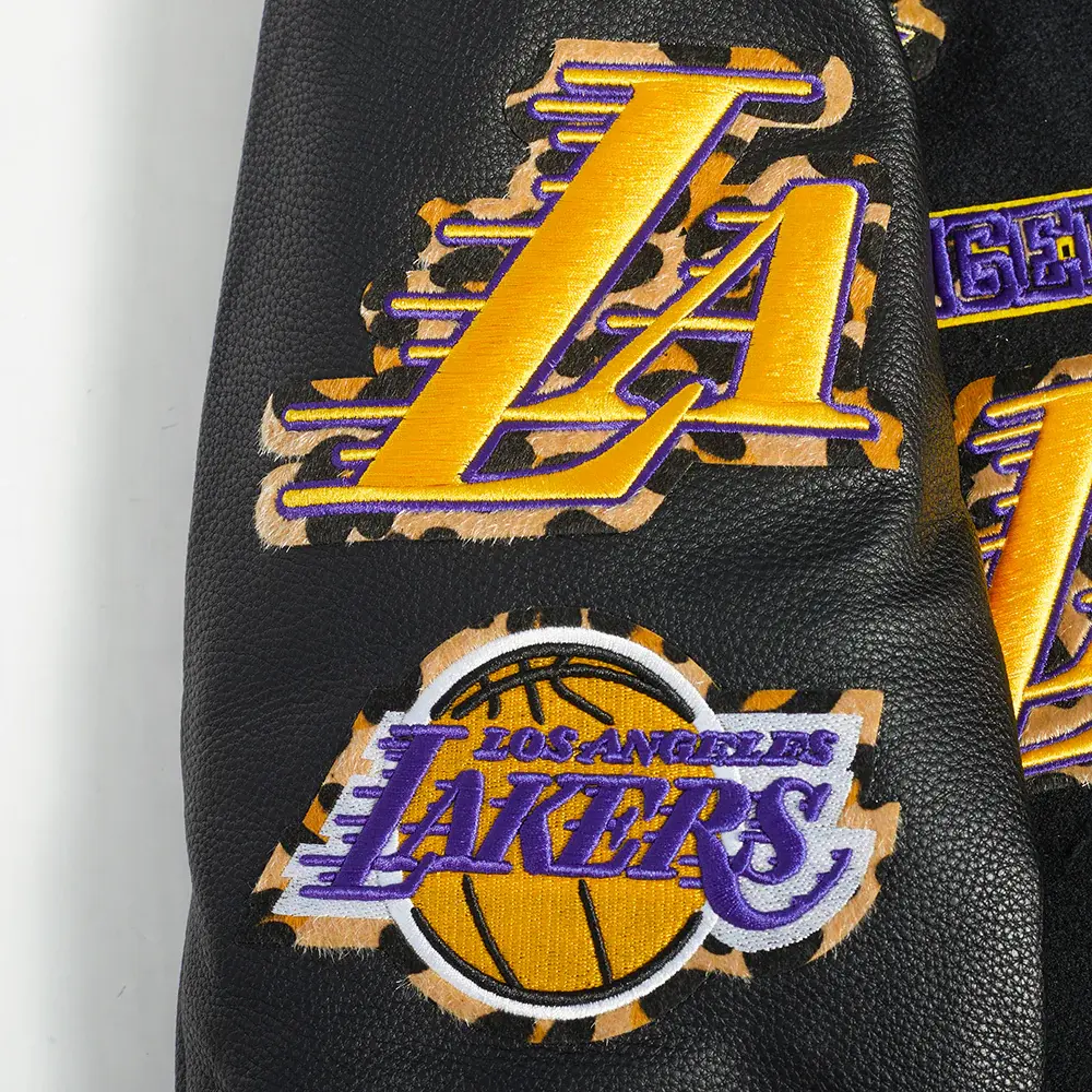 Los angeles lakers pro standard animal print black varsity jacket 10