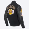 Los angeles lakers pro standard animal print black varsity jacket 3