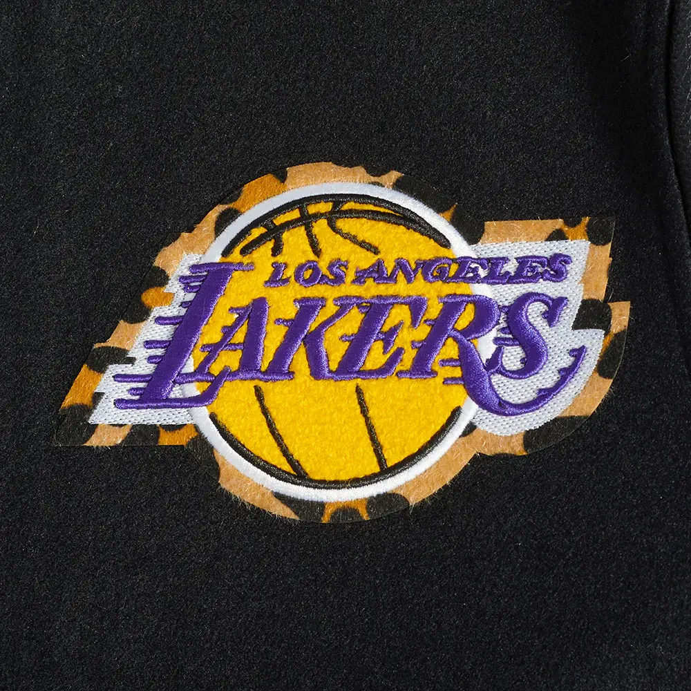 Los angeles lakers pro standard animal print black varsity jacket 8